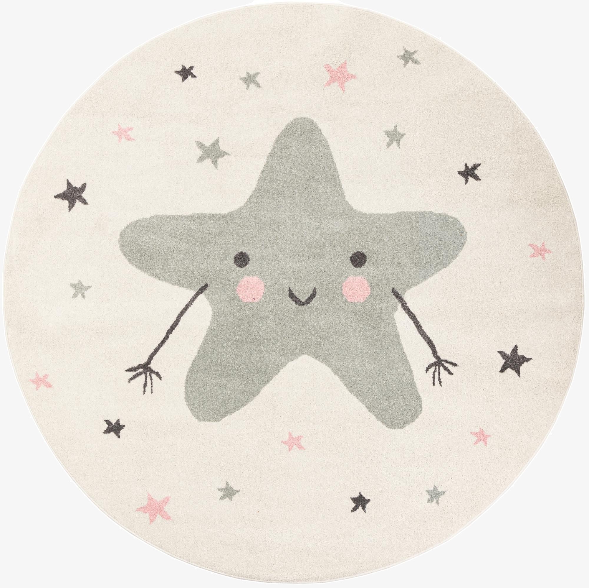 7' 10 x 7' 10 Star Whimsy Kids Round Rug