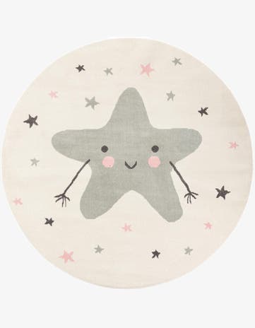 7' 10 x 7' 10 Star Whimsy Kids Round Rug