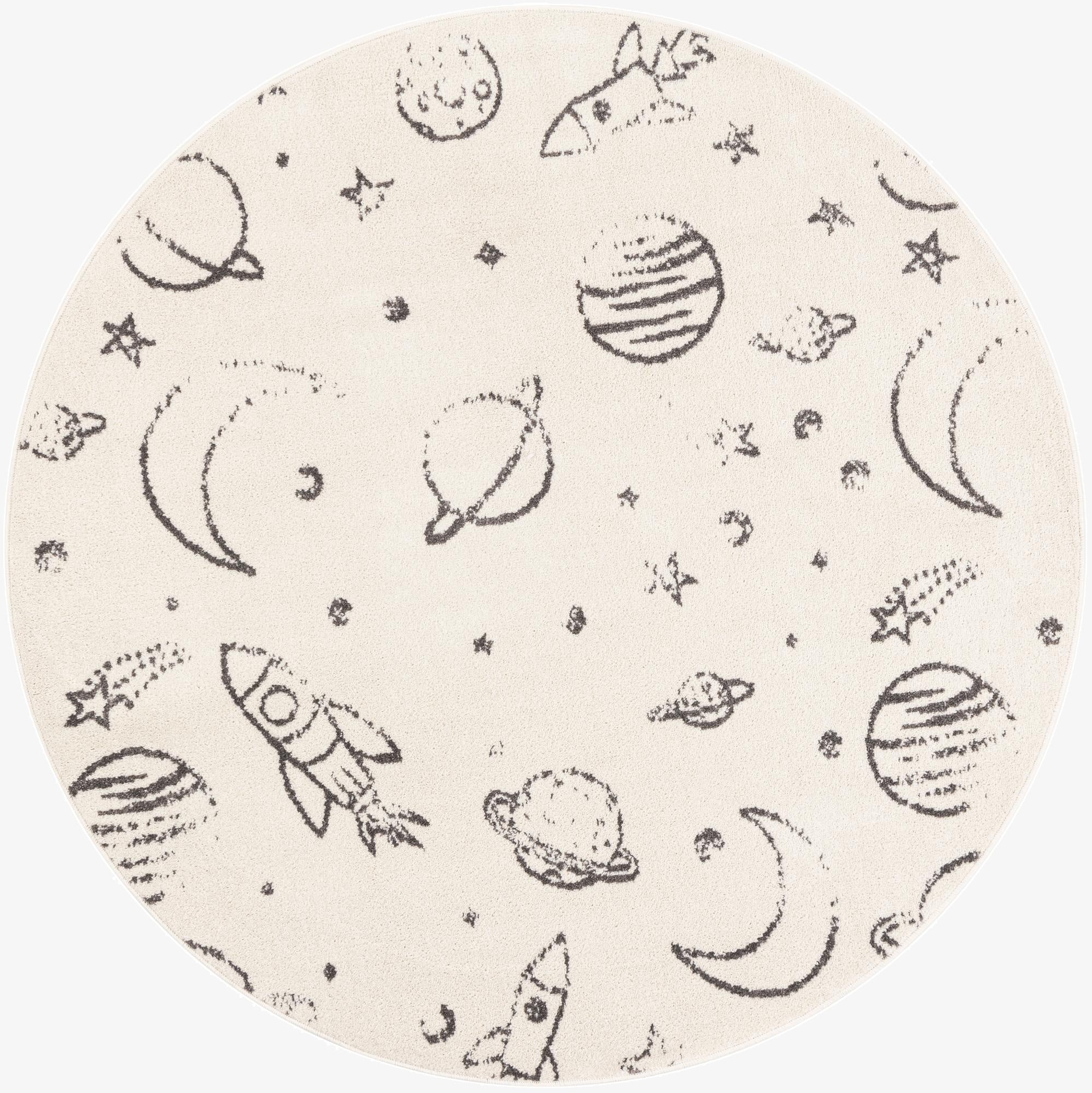 5' 3 x 5' 3 Planets Whimsy Kids Round Rug