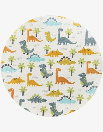 7' 10 x 7' 10 Dinosaur Whimsy Kids Round Rug