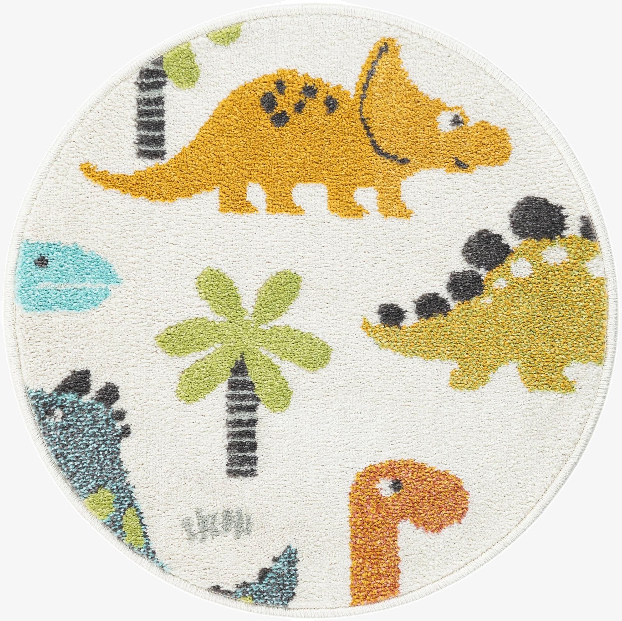 2' 2 x 2' 2 Dinosaur Whimsy Kids Round Rug