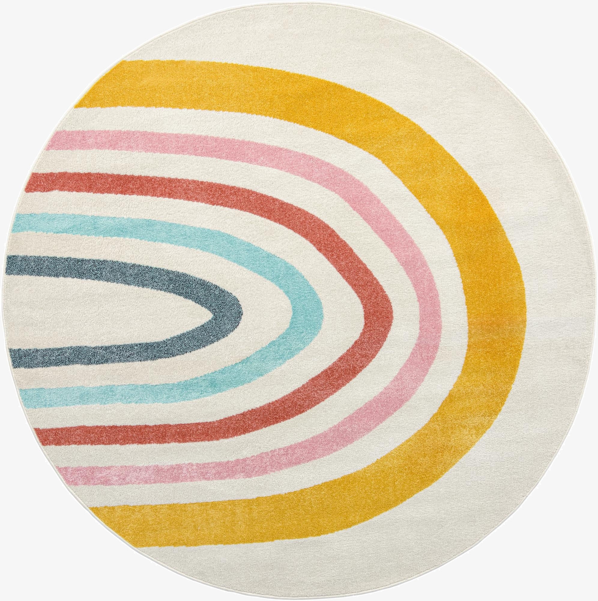 7' 10 x 7' 10 Rainbow Whimsy Kids Round Rug