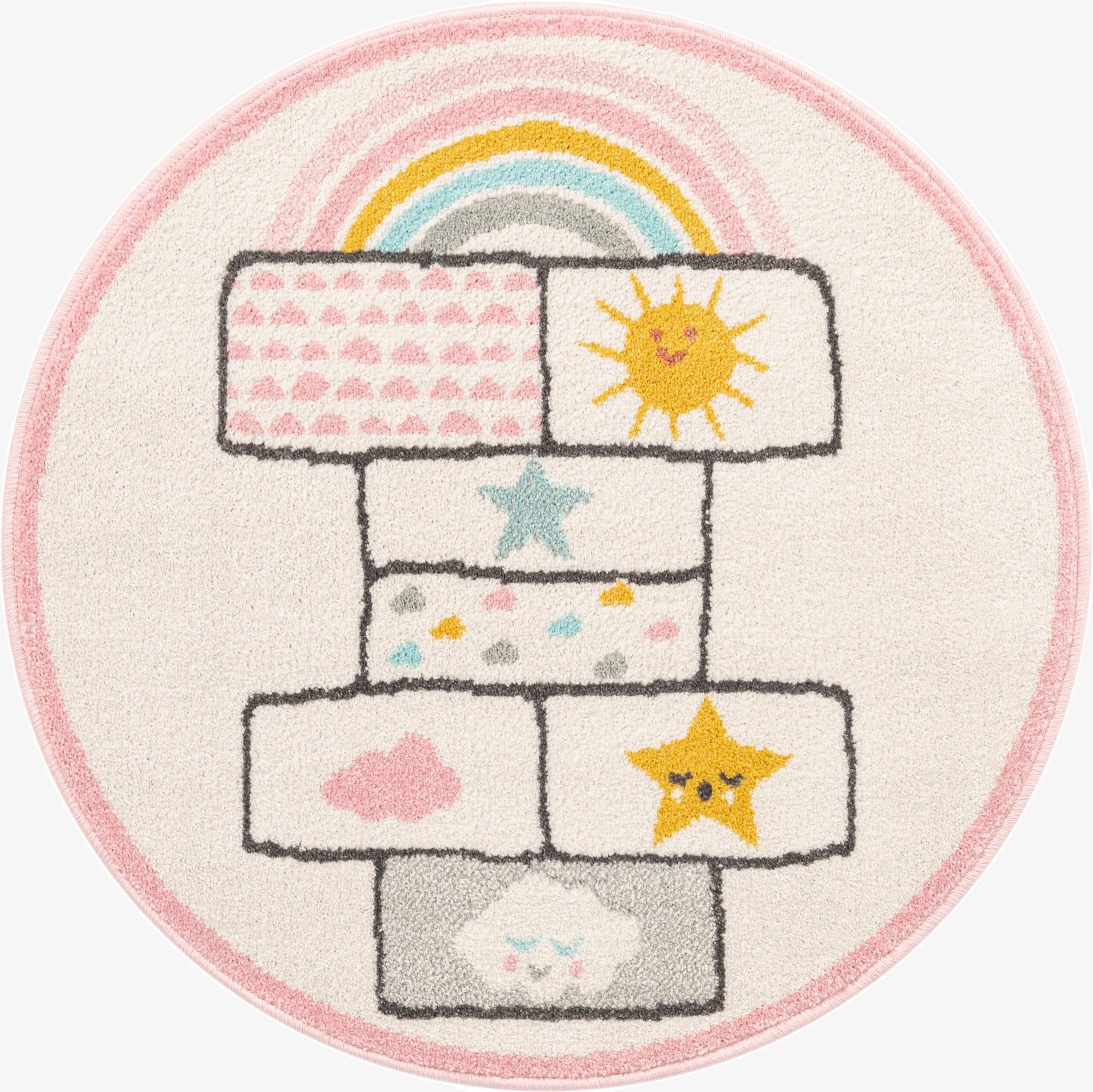3' 3 x 3' 3 Hopscotch Whimsy Kids Round Rug