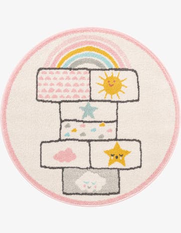 Ivory Hopscotch Whimsy Kids Round Rug
