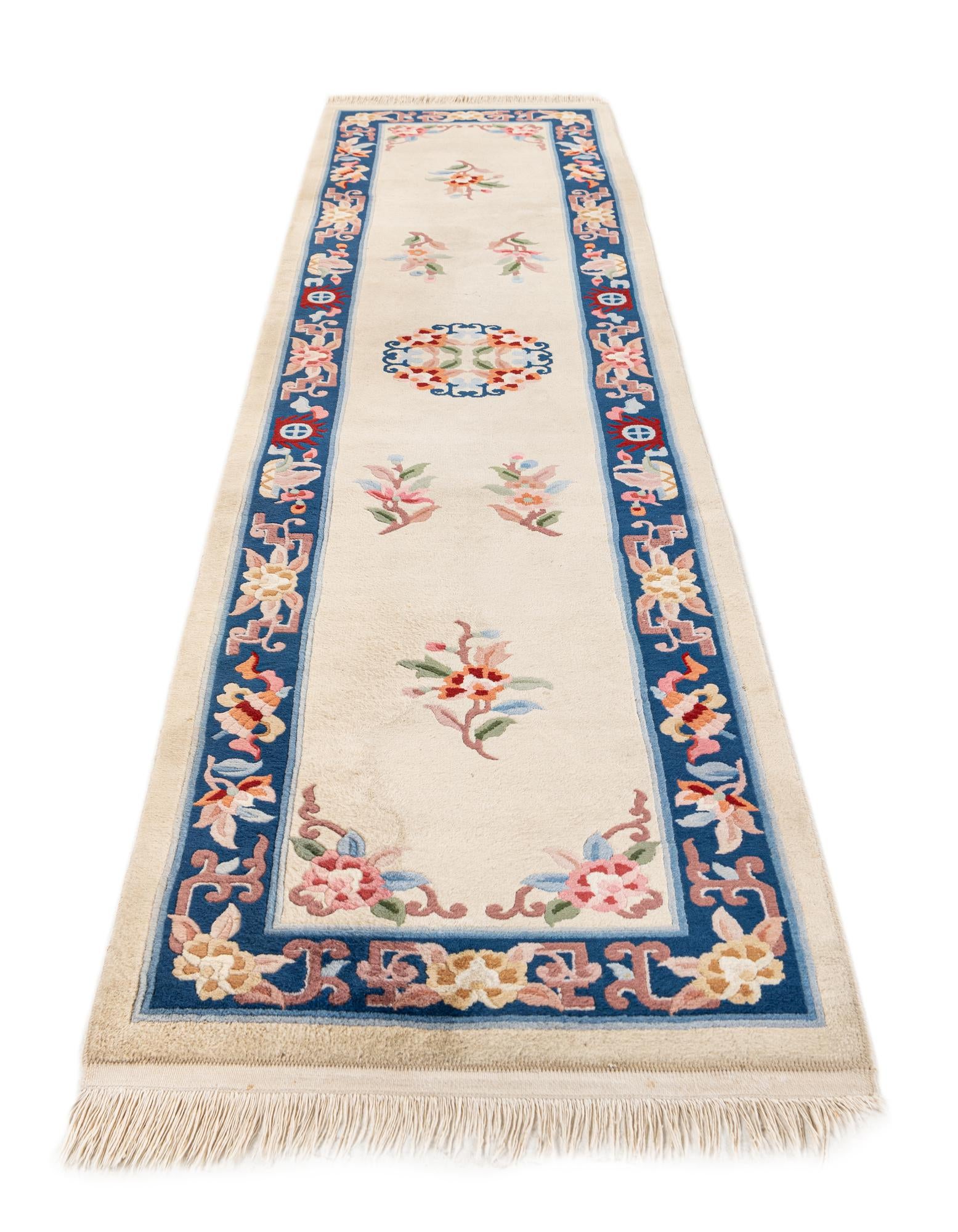 2' 4 x 9' 7 Hand Woven Antique Finish Wool Runner Rug