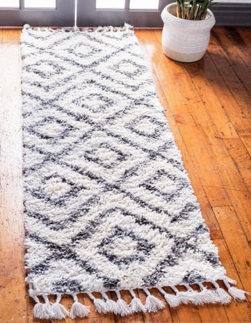 Ivory Athena Shag Runner Rug