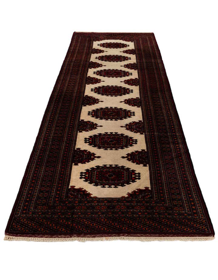 3' 4 x 9' 3 Hand Knotted Bokhara Oriental Wool Runner Rug