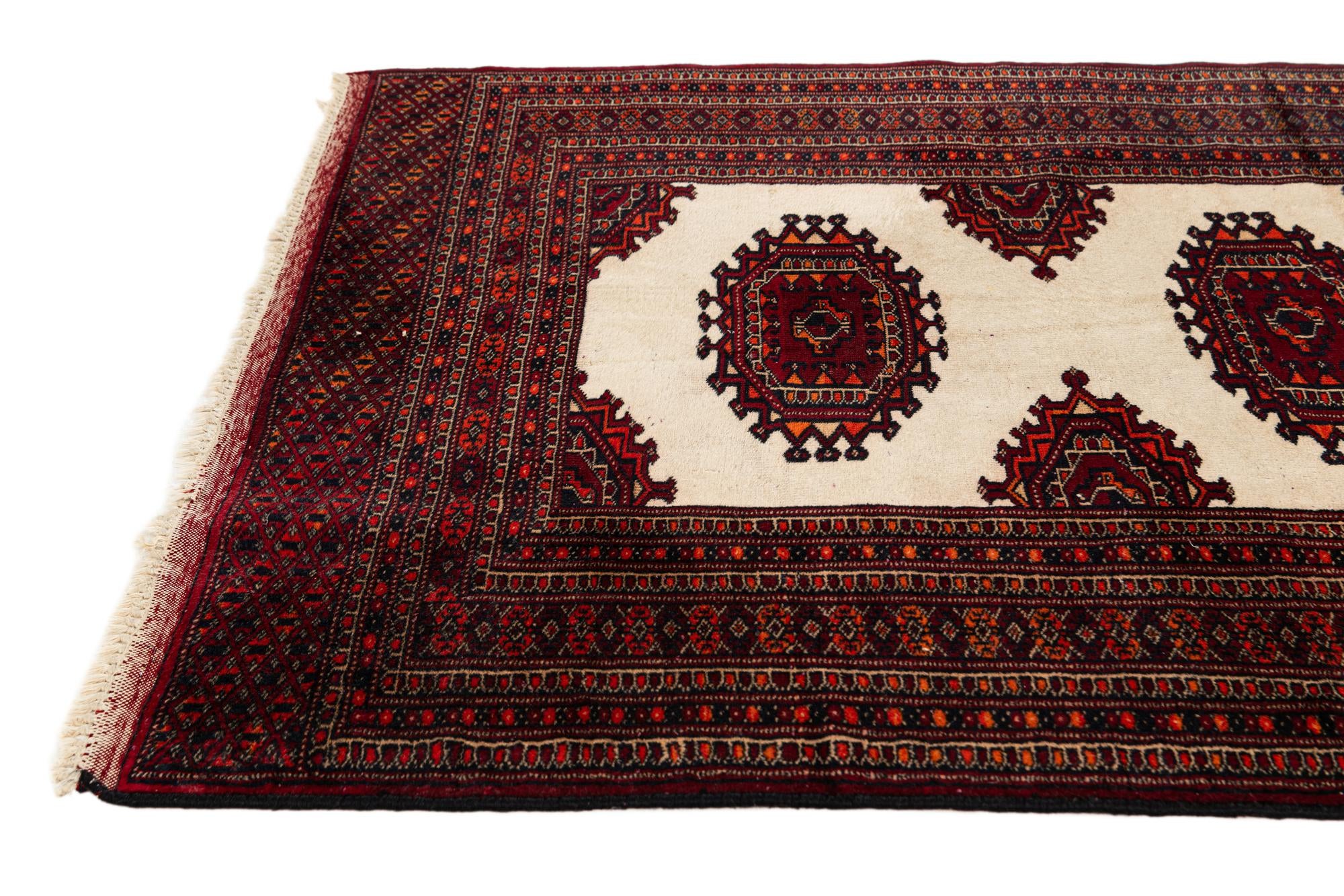 3' 4 x 9' 3 Hand Knotted Bokhara Oriental Wool Runner Rug