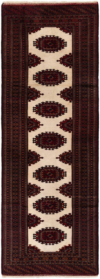 Detail image of 3' 4 x 9' 3 Hand Knotted Bokhara Oriental Wool Runner Rug