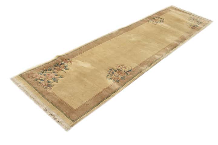 2' 10 x 10' 9 Hand Knotted Carved Pekin Wool Runner Rug