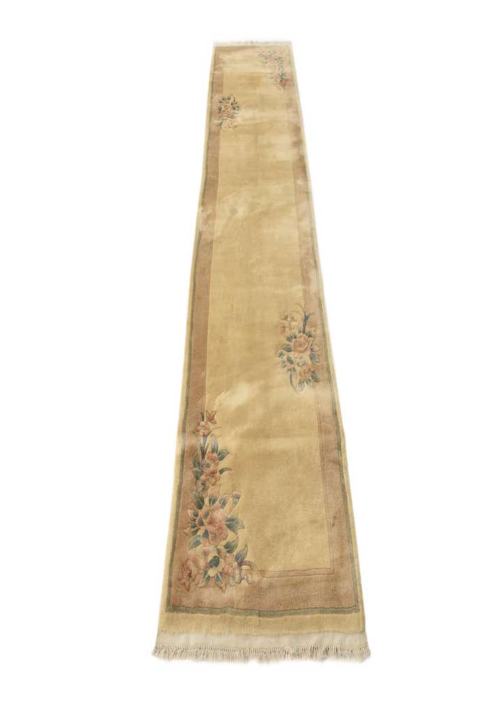 2' 10 x 10' 9 Hand Knotted Carved Pekin Wool Runner Rug