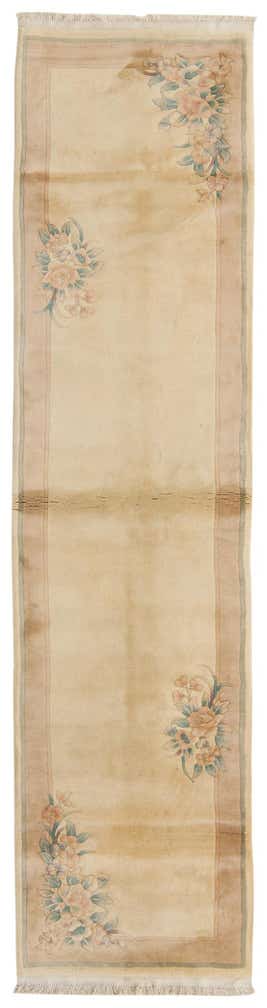 2' 10 x 10' 9 Hand Knotted Carved Pekin Wool Runner Rug