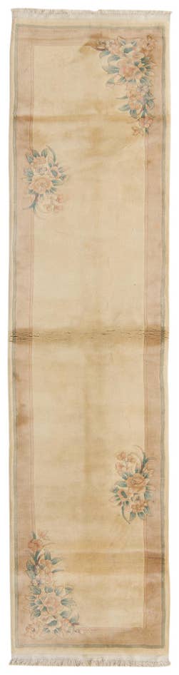 Detail image of 2' 10 x 10' 9 Hand Knotted Carved Pekin Wool Runner Rug