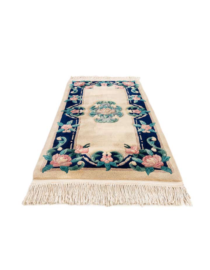 2' 1 x 4' 4 Hand Knotted Carved Pekin Wool Runner Rug