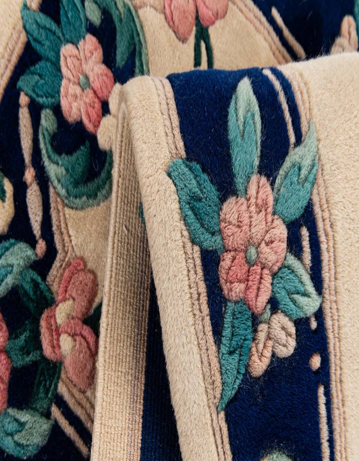 Detail image of 2' 1 x 4' 4  Hand Knotted Carved Pekin Wool Runner Rug