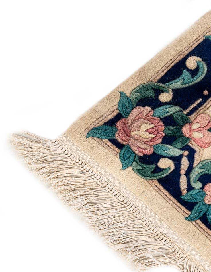 Detail image of 2' 1 x 4' 4  Hand Knotted Carved Pekin Wool Runner Rug