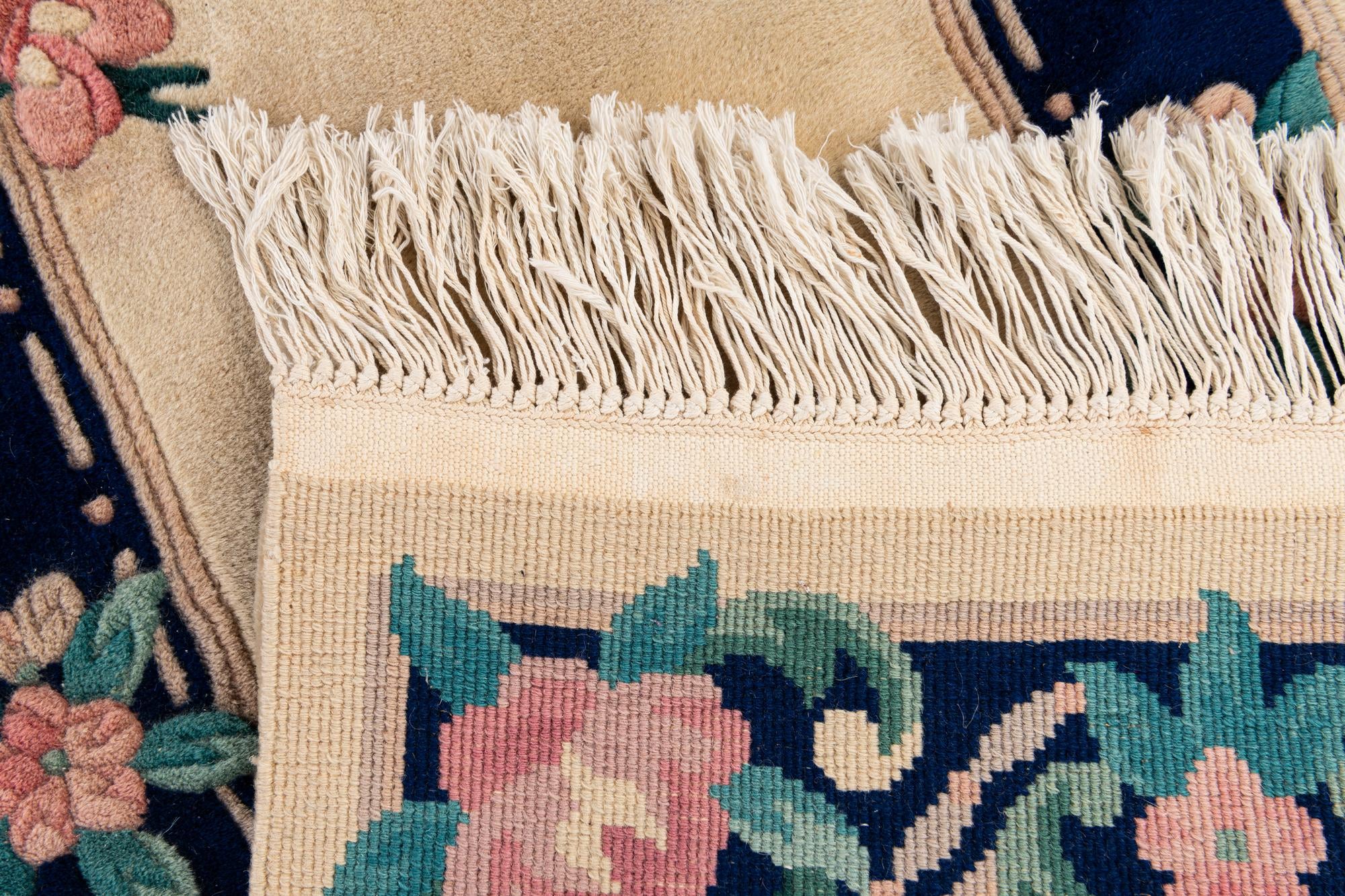 2' 1 x 4' 4 Hand Knotted Carved Pekin Wool Runner Rug