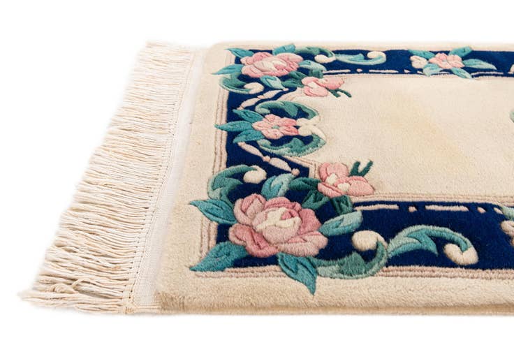 Detail image of 2' 1 x 4' 4 Hand Knotted Carved Pekin Wool Runner Rug