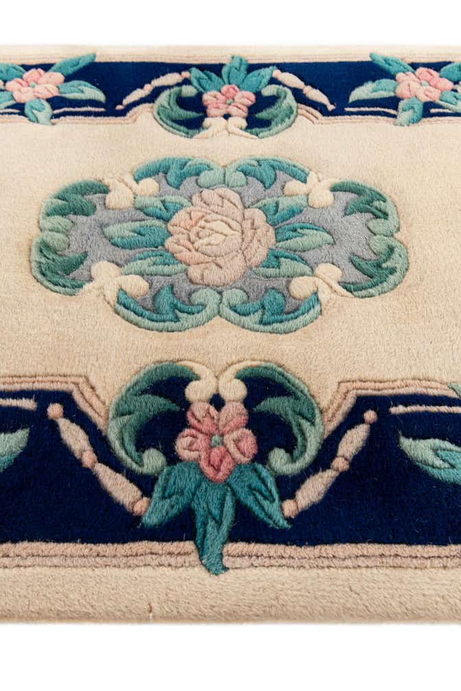 2' 1 x 4' 4 Hand Knotted Carved Pekin Wool Runner Rug