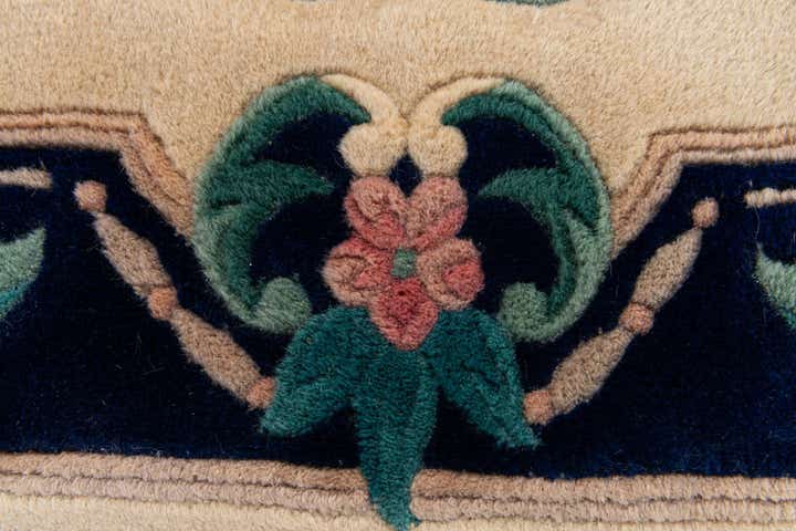 2' 1 x 4' 4 Hand Knotted Carved Pekin Wool Runner Rug