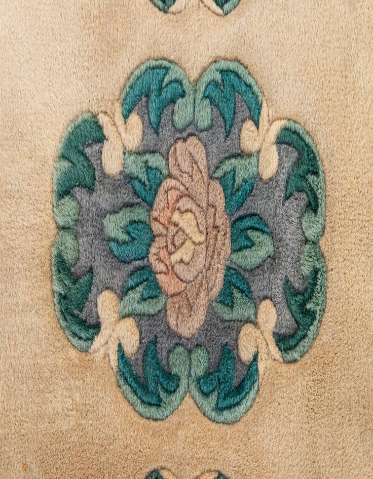 Detail image of 2' 1 x 4' 4  Hand Knotted Carved Pekin Wool Runner Rug