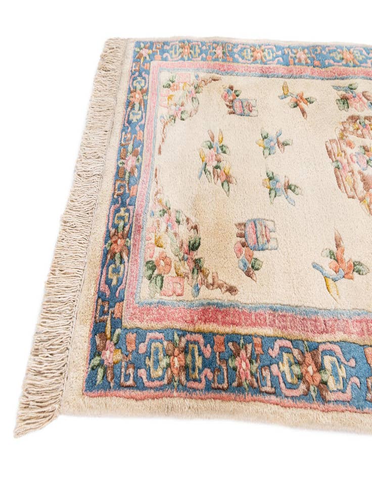 Detail image of 2' 7 x 11' 2  Hand Knotted Carved Pekin Wool Runner Rug