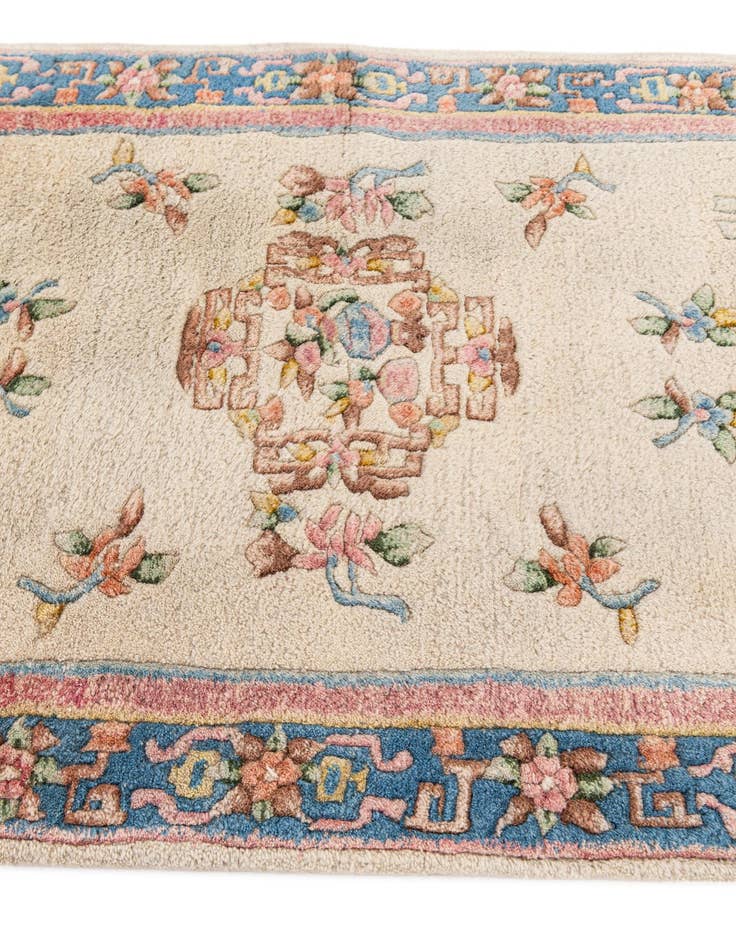 Detail image of 2' 7 x 11' 2  Hand Knotted Carved Pekin Wool Runner Rug