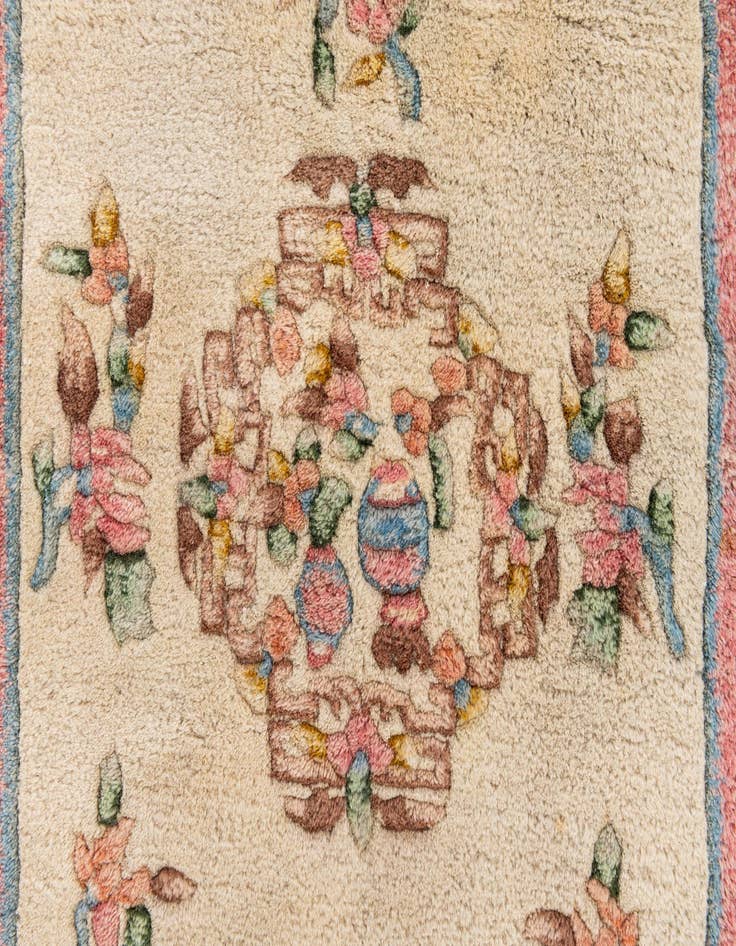 Detail image of 2' 7 x 11' 2  Hand Knotted Carved Pekin Wool Runner Rug