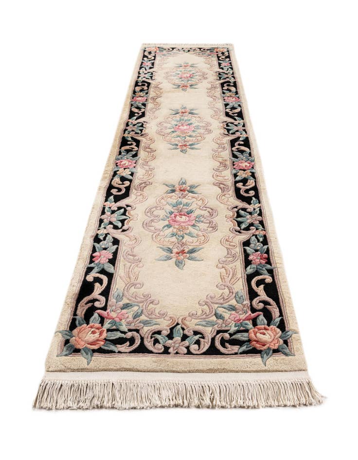 Detail image of 2' 4 x 10' 3 Hand Knotted Carved Pekin Wool Runner Rug