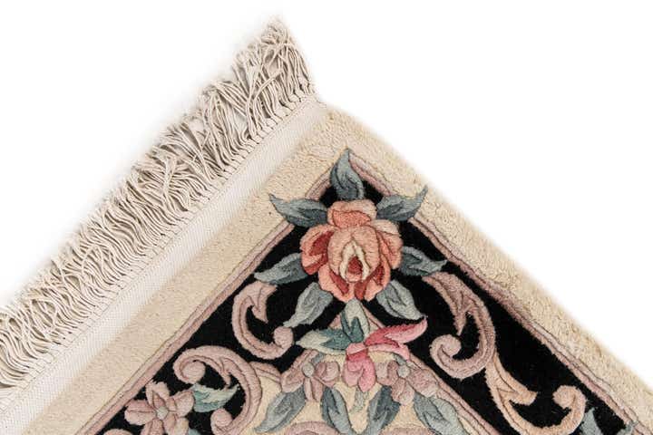 2' 4 x 10' 3 Hand Knotted Carved Pekin Wool Runner Rug