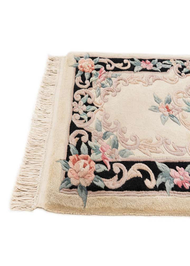 2' 4 x 10' 3 Hand Knotted Carved Pekin Wool Runner Rug