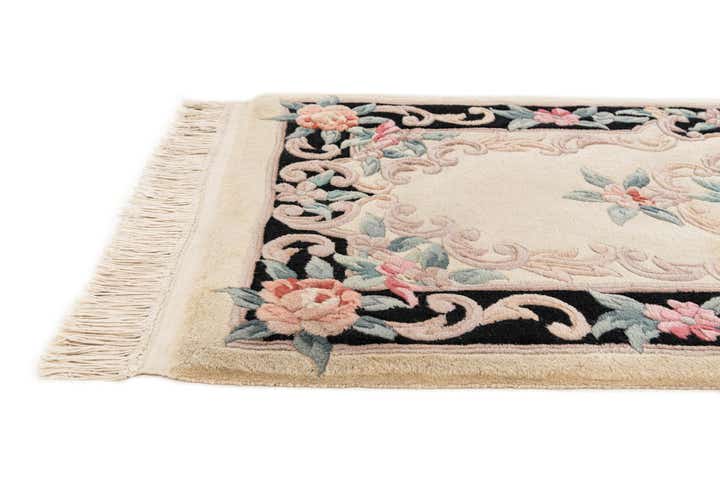 2' 4 x 10' 3 Hand Knotted Carved Pekin Wool Runner Rug