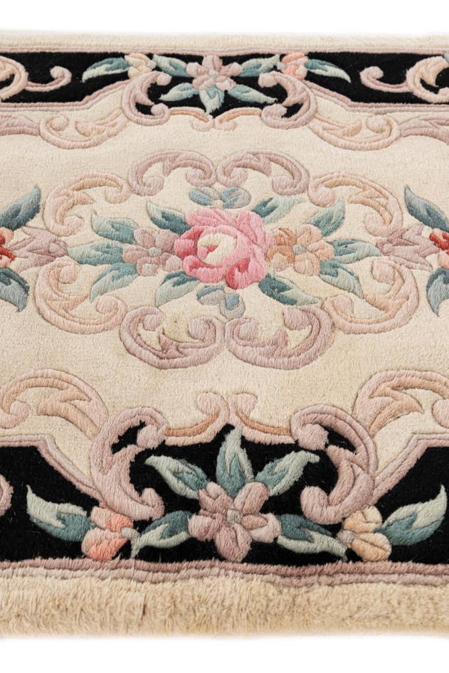 Detail image of 2' 4 x 10' 3 Hand Knotted Carved Pekin Wool Runner Rug