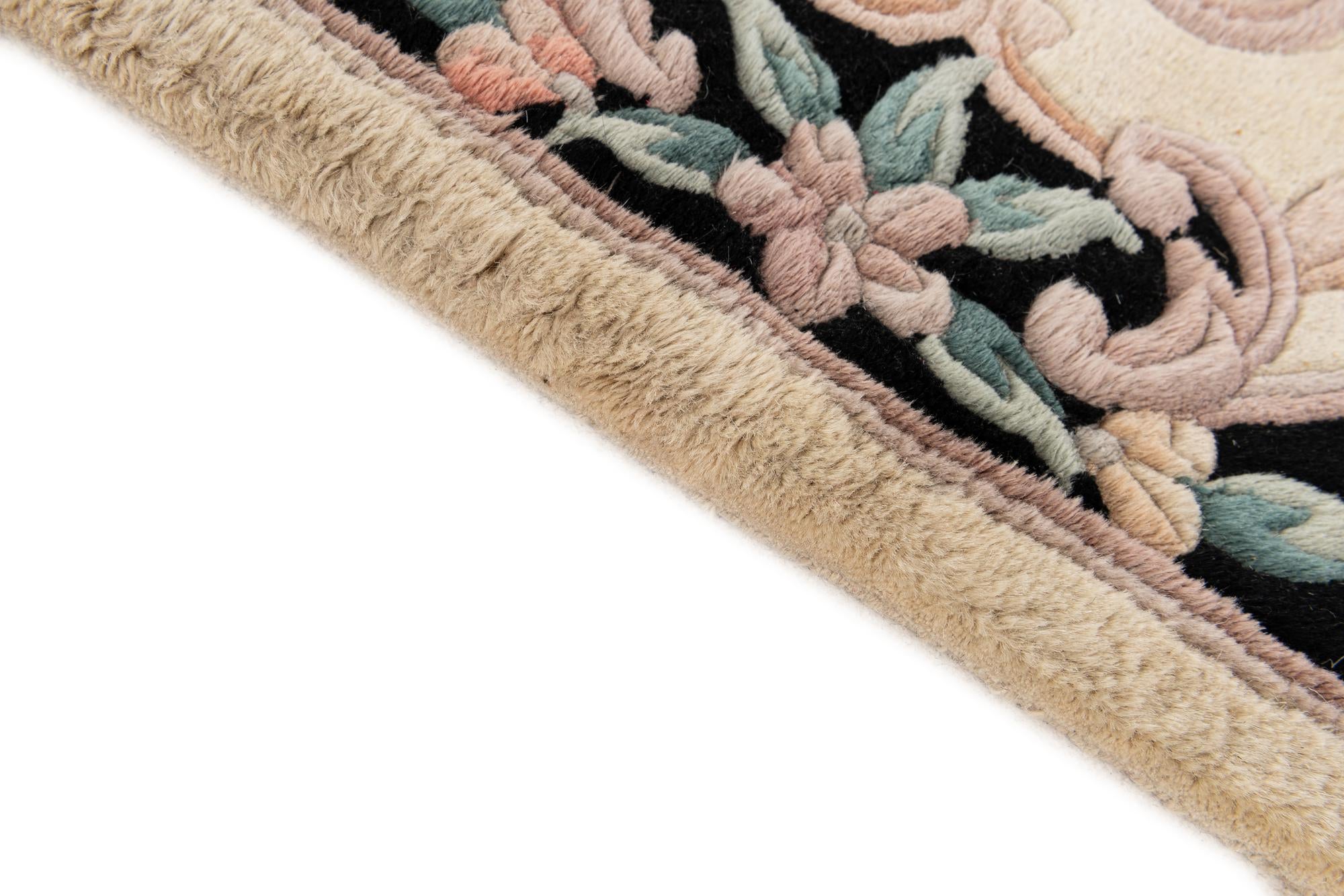 2' 4 x 10' 3 Hand Knotted Carved Pekin Wool Runner Rug