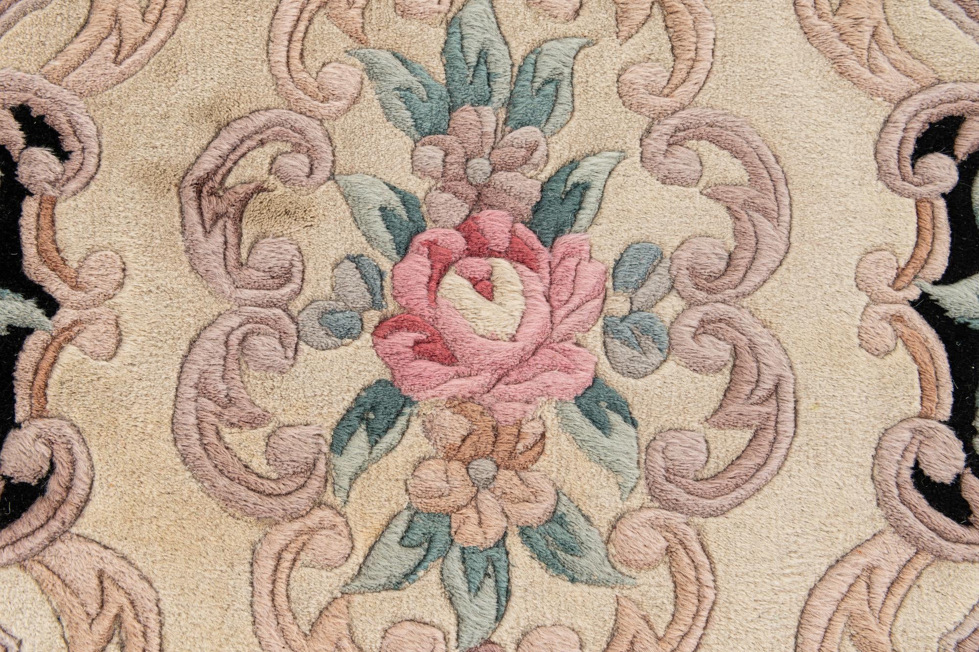 2' 4 x 10' 3 Hand Knotted Carved Pekin Wool Runner Rug