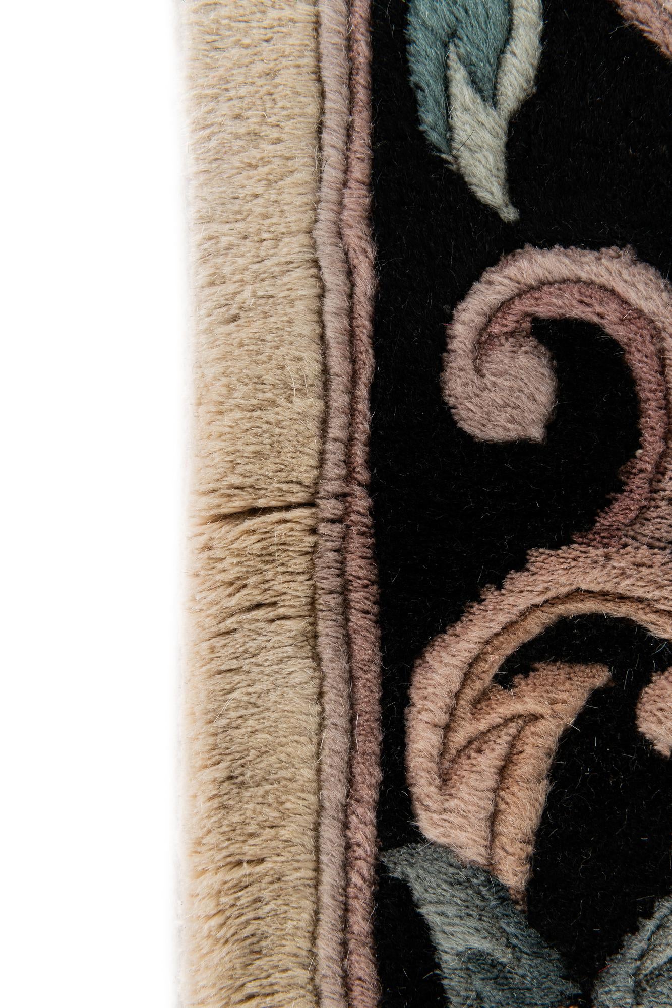 2' 4 x 10' 3 Hand Knotted Carved Pekin Wool Runner Rug