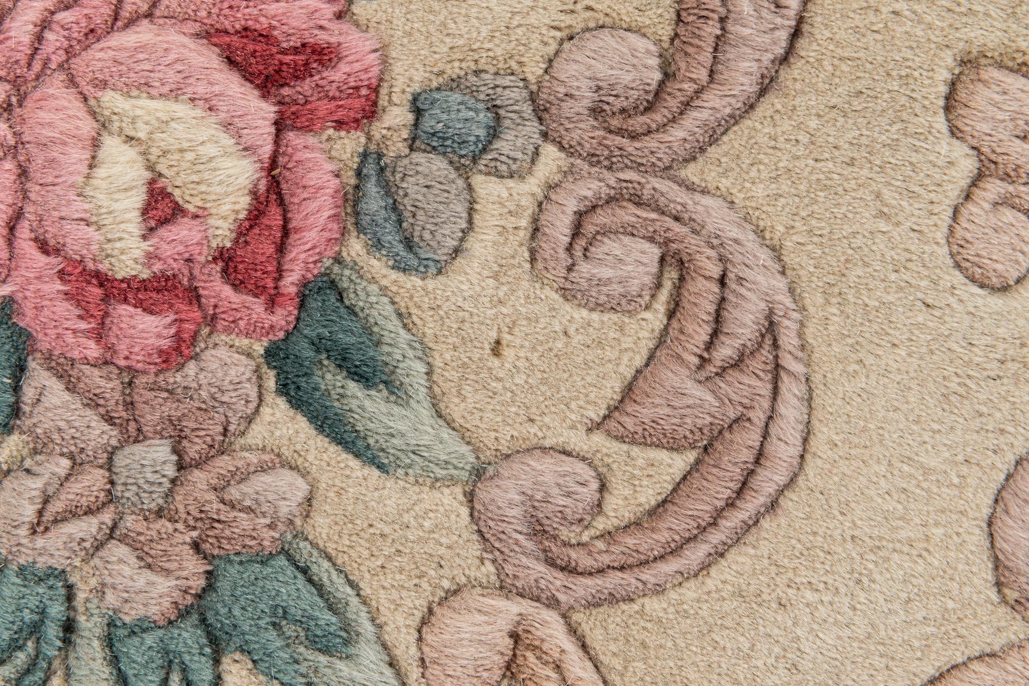 2' 4 x 10' 3 Hand Knotted Carved Pekin Wool Runner Rug