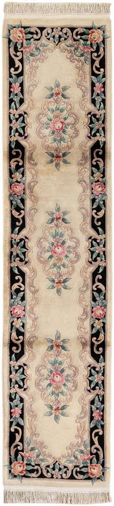 2' 4 x 10' 3 Hand Knotted Carved Pekin Wool Runner Rug