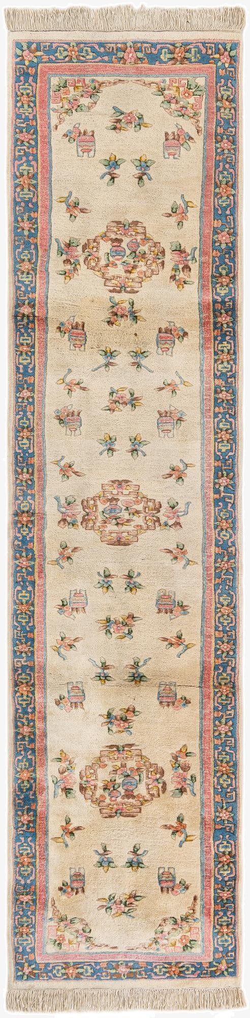 2' 7 x 11' 2  Hand Knotted Carved Pekin Wool Runner Rug