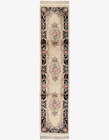 2' 4 x 10' 3 Hand Knotted Carved Pekin Wool Runner Rug