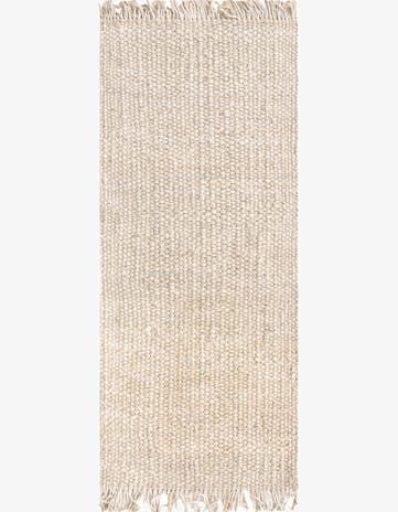 Ivory Hand Woven Chunky Jute Runner Rug