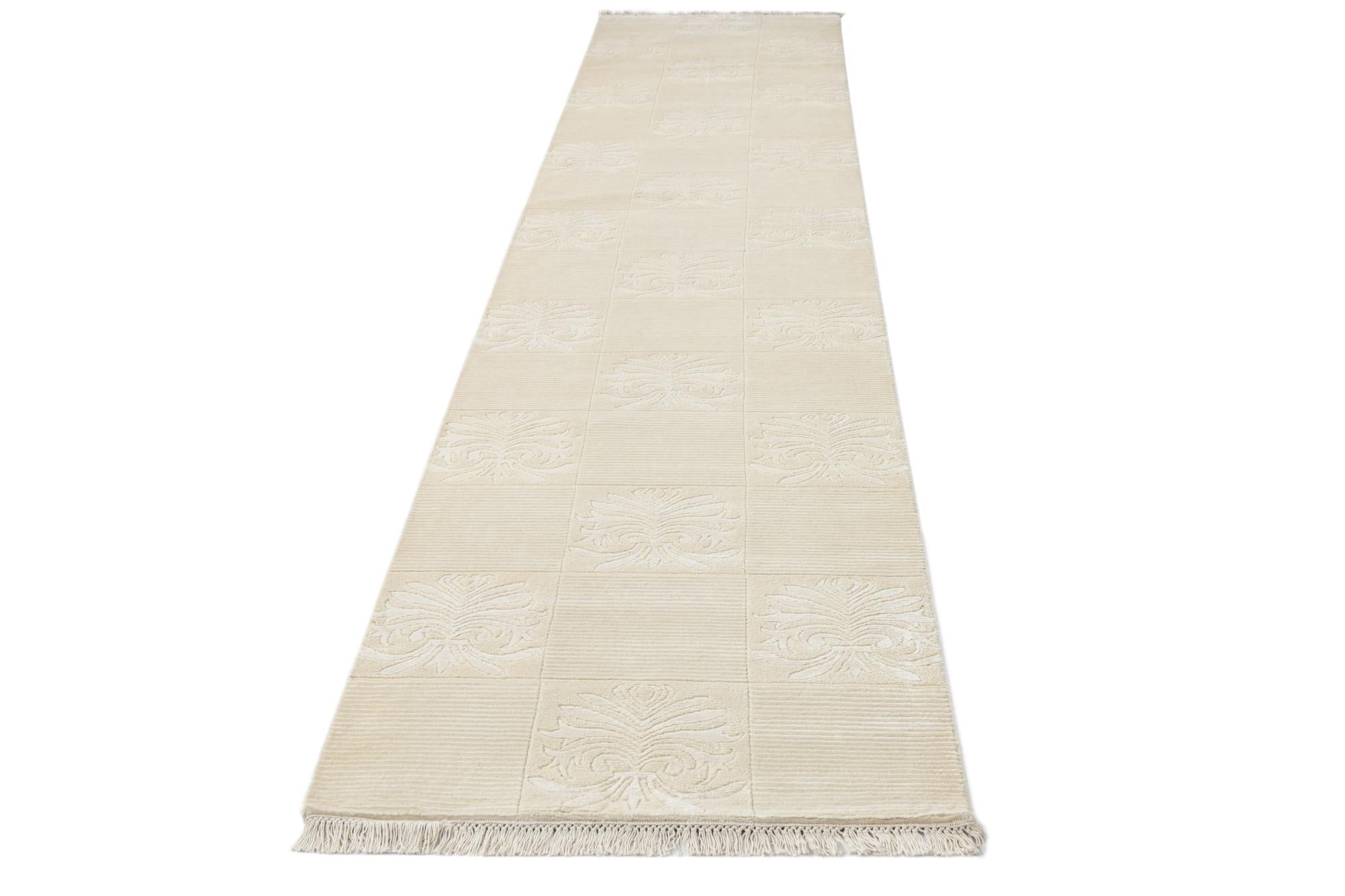 2' 7 x 13' Hand Knotted Darya Wool Runner Rug