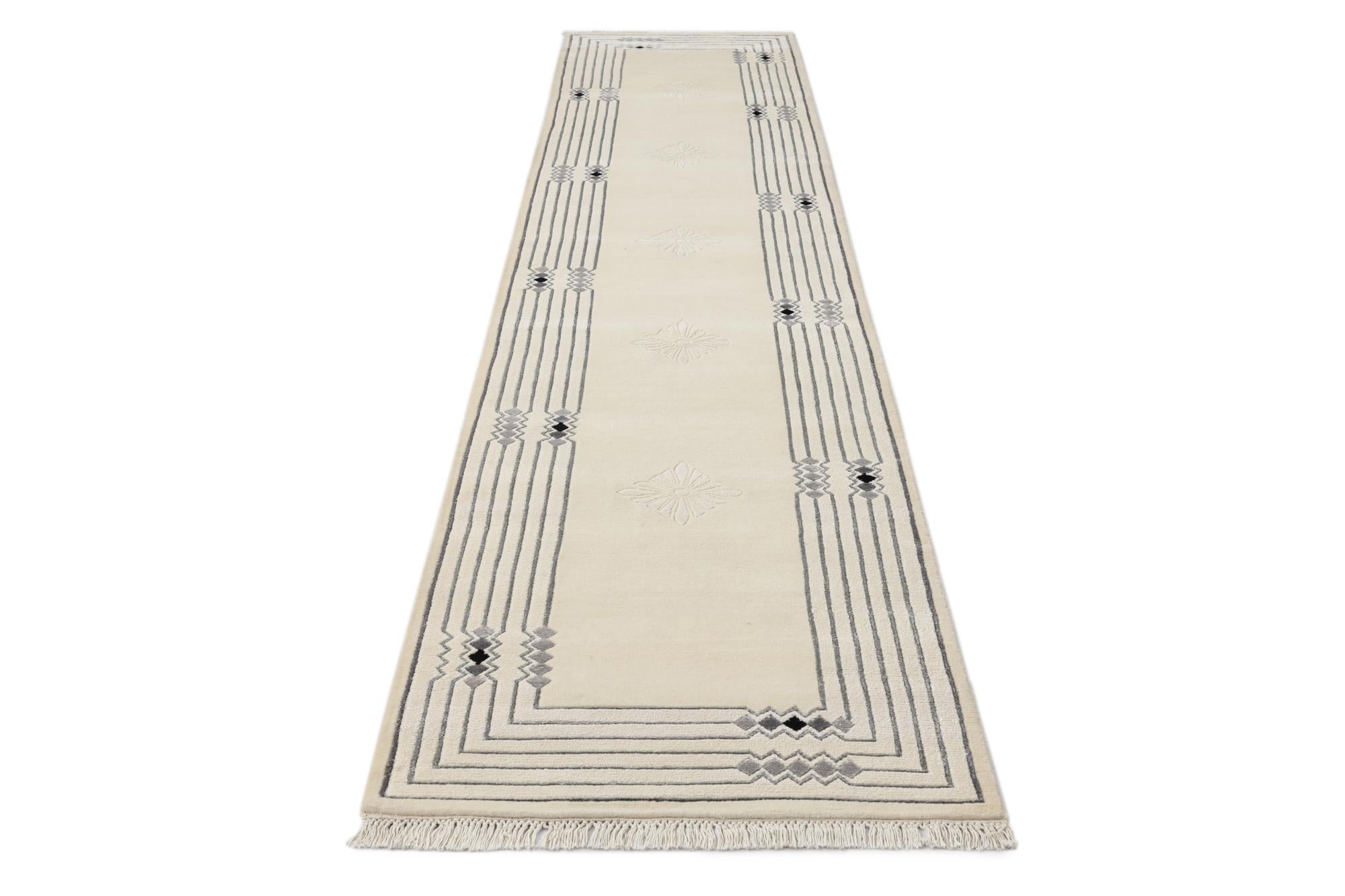 2' 7 x 12' 10 Hand Knotted Darya Wool Runner Rug