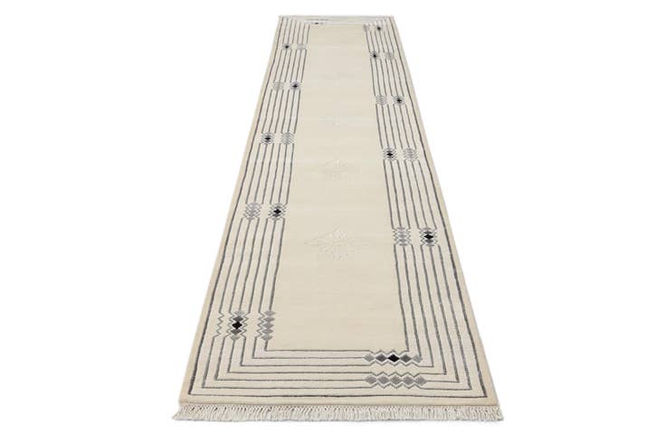 Detail image of 2' 7 x 12' 10 Hand Knotted Darya Wool Runner Rug