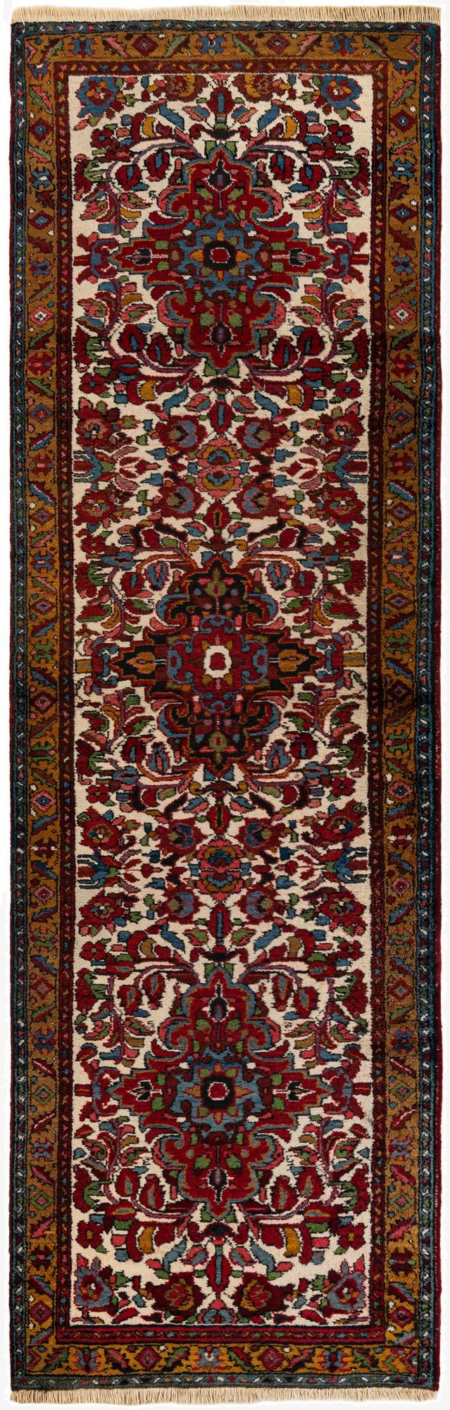 3' 4 x 10' 8  Hand Knotted Farahan Persian Wool Runner Rug