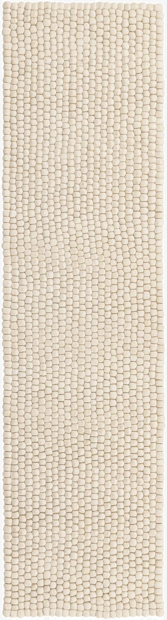2' 7 x 10'  Hand Woven Felt Ball Wool Runner Rug