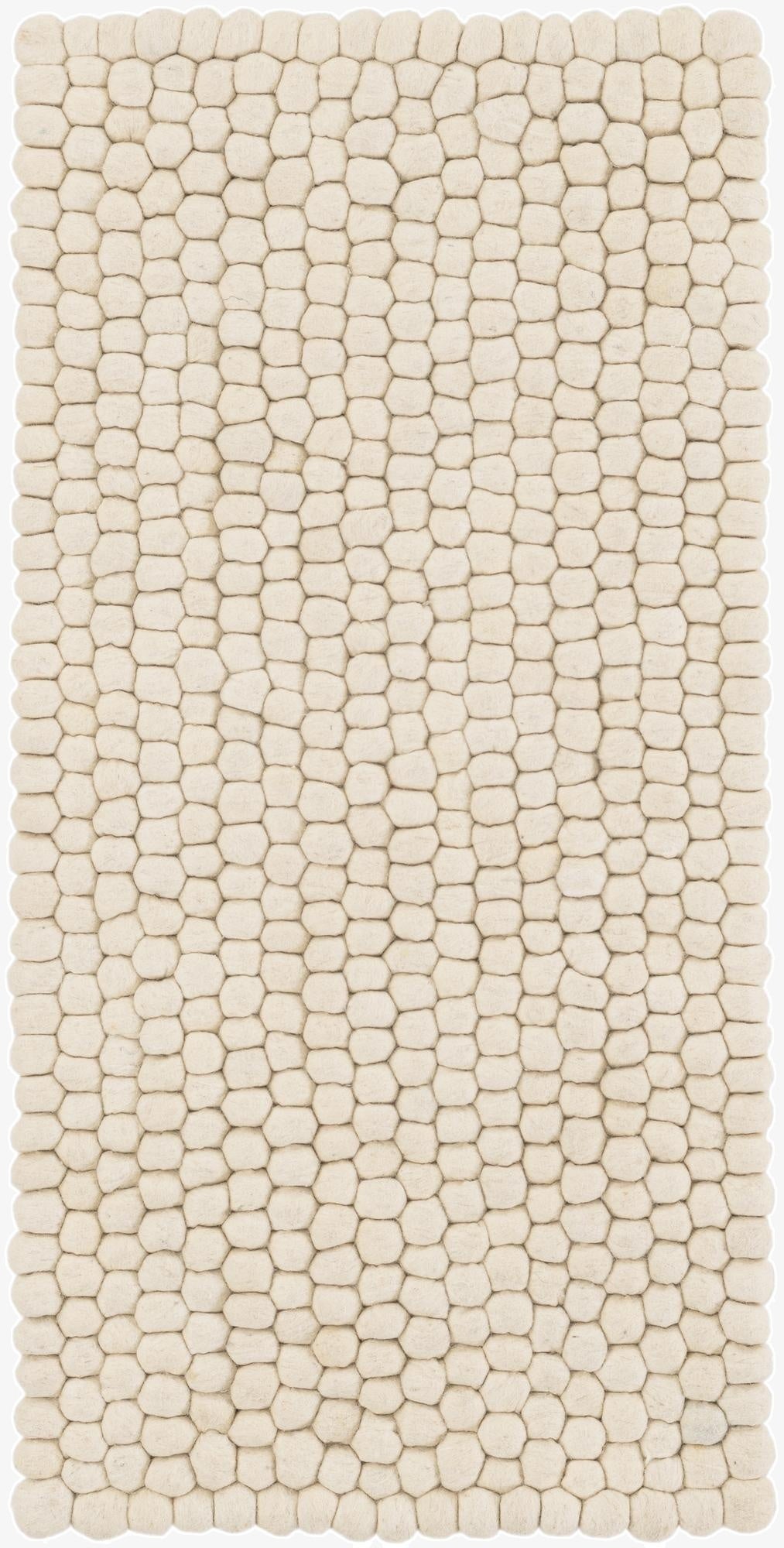 2' x 4' 1  Hand Woven Felt Ball Wool Runner Rug