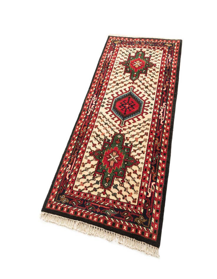 Detail image of 3' 3 x 6' 3 Hand Knotted Gharajeh Wool Runner Rug