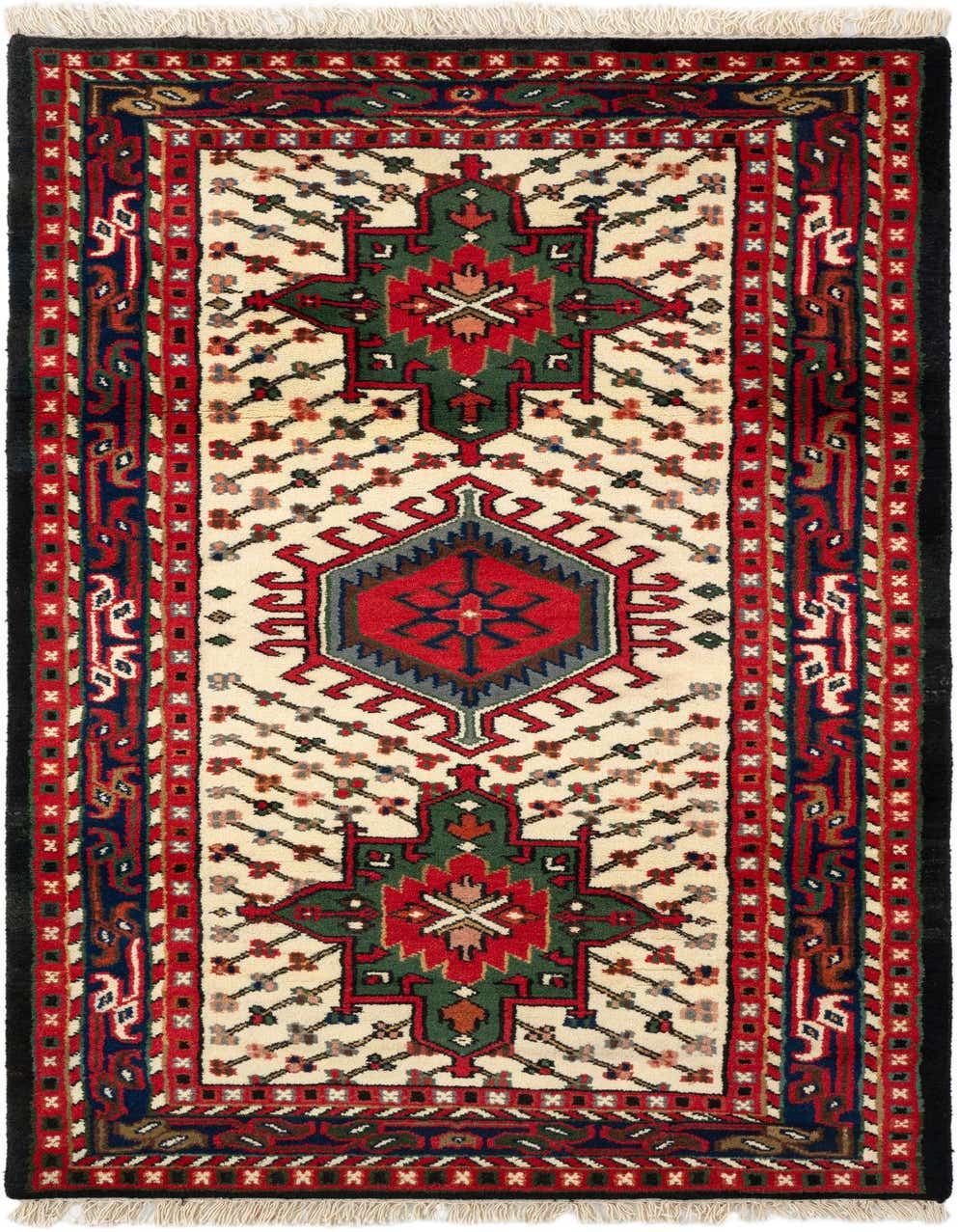 3' 3 x 6' 3 Hand Knotted Gharajeh Wool Runner Rug
