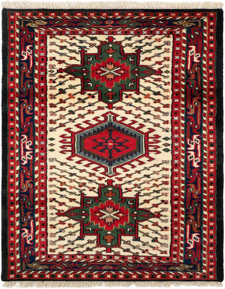 Detail image of 3' 3 x 6' 3 Hand Knotted Gharajeh Wool Runner Rug